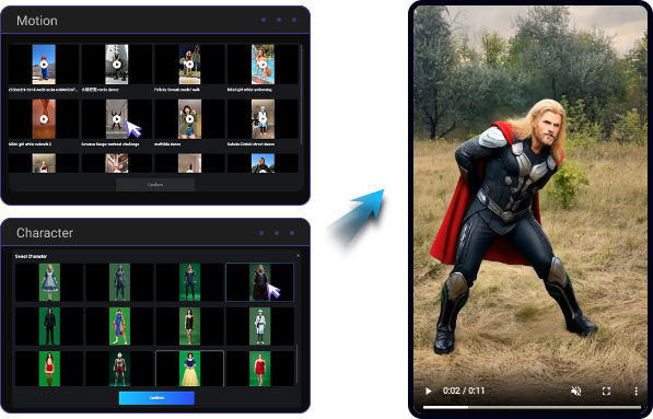 使用範本製作AI動態換身影片